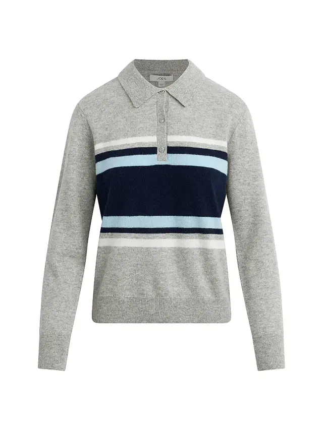 Joe's Jeans Women's The Long Sleeve Cashmere Polo Sweater - Heather Grey
