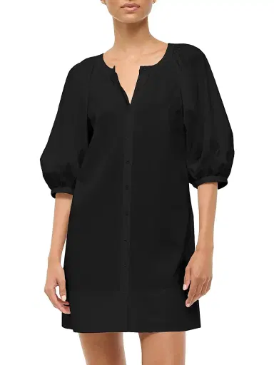 Staud Women's Vincent Cotton Poplin Minidress - Black - Size XL | Thumbnail 3