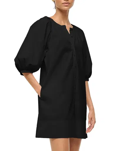 Staud Women's Vincent Cotton Poplin Minidress - Black - Size XL | Thumbnail 4