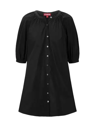 Staud Women's Vincent Cotton Poplin Minidress - Black - Size XL | Thumbnail 1