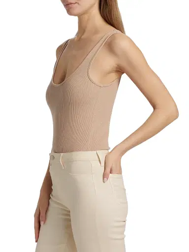 L'Agence Women's Nica Scoopneck Rib-Knit Bodysuit - Cappuccino - Size XL | Thumbnail 4 L'Agence Women's Nica Scoopneck Rib-Knit Bodysuit - Cappuccino - Size XL | Thumbnail 4