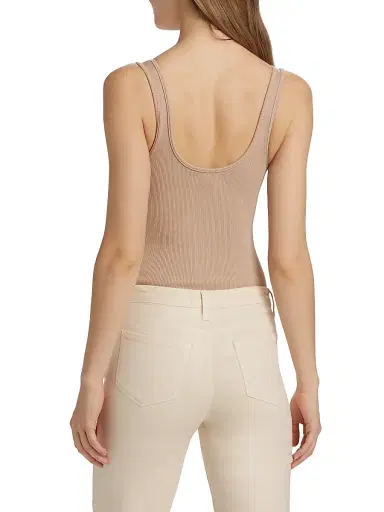 L'Agence Women's Nica Scoopneck Rib-Knit Bodysuit - Cappuccino - Size XL | Thumbnail 5 L'Agence Women's Nica Scoopneck Rib-Knit Bodysuit - Cappuccino - Size XL | Thumbnail 5
