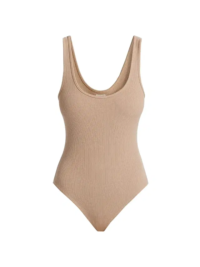 L'AGENCE Women's Nica Scoopneck Rib-Knit Bodysuit - Cappuccino