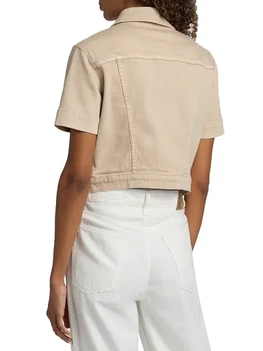 L'Agence Women's Kirstie Stretch Cotton Short-Sleeve Crop Jacket - Biscuit - Size XL | Thumbnail 5