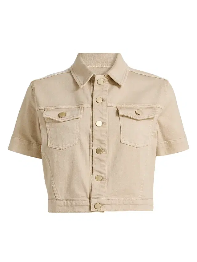 L'AGENCE Women's Kirstie Stretch Cotton Short-Sleeve Crop Jacket - Biscuit