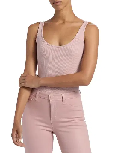 L'Agence Women's Nica Scoopneck Rib-Knit Bodysuit - Pale Rose | Thumbnail 3 L'Agence Women's Nica Scoopneck Rib-Knit Bodysuit - Pale Rose | Thumbnail 3