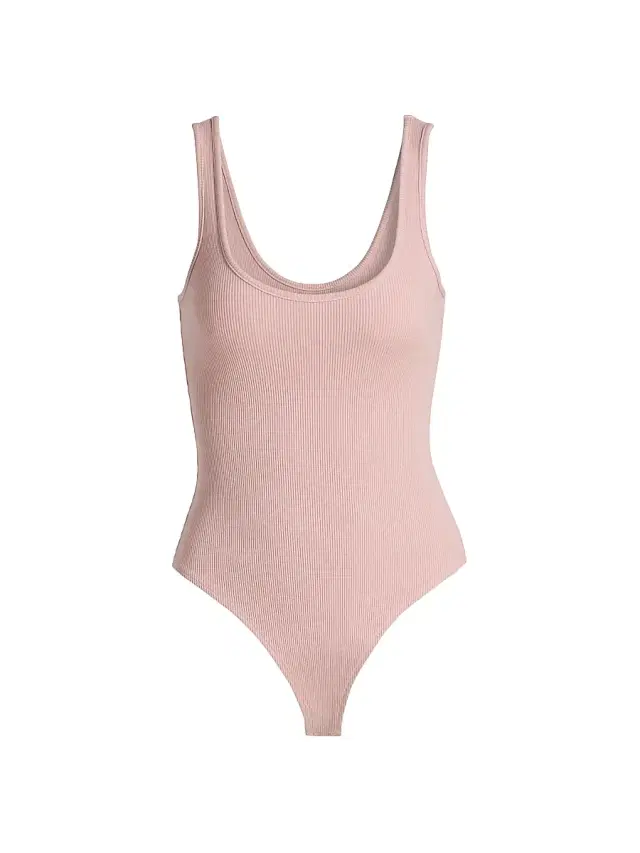 L'AGENCE Women's Nica Scoopneck Rib-Knit Bodysuit - Pale Rose