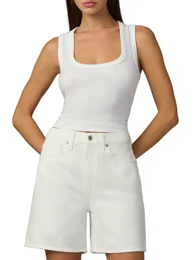 Joe's Jeans Women's The U-Neck Cotton-Blend Tank - Optic White | Thumbnail 3