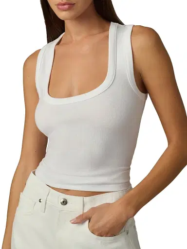 Joe's Jeans Women's The U-Neck Cotton-Blend Tank - Optic White | Thumbnail 6