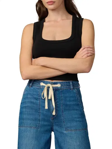 Joe's Jeans Women's The U-Neck Cotton-Blend Tank - Black | Thumbnail 3