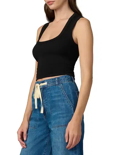Joe's Jeans Women's The U-Neck Cotton-Blend Tank - Black | Thumbnail 4