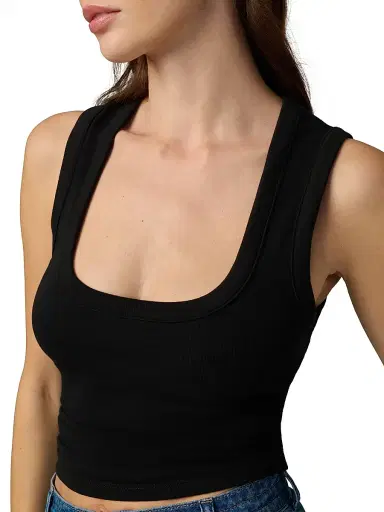 Joe's Jeans Women's The U-Neck Cotton-Blend Tank - Black | Thumbnail 6