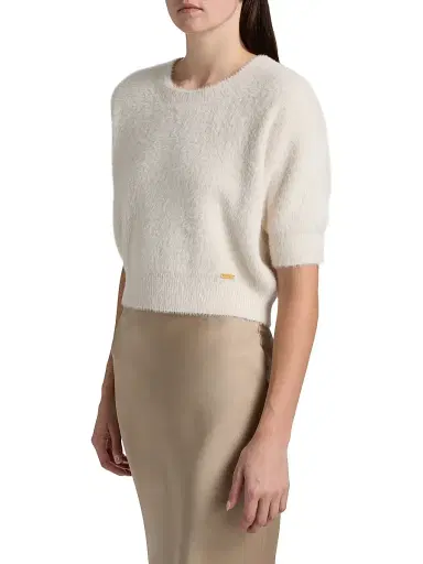 L'Agence Women's Guinevere Crop Sweater - Vintage White - Size XL | Thumbnail 4