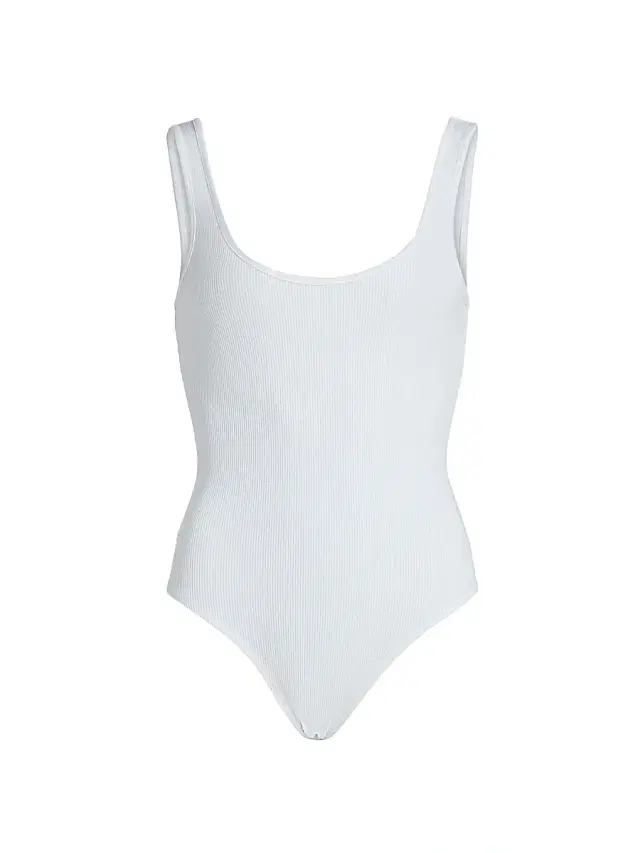 L'AGENCE Women's Nica Scoopneck Rib-Knit Bodysuit - Pale Mist Blue