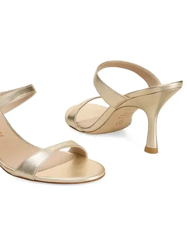 Stuart Weitzman Women's Nudist 85MM Leather Sandals - Light Gold - Size 9 | Thumbnail 4