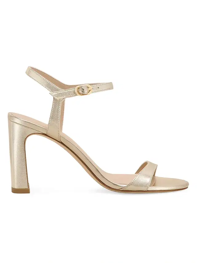 Stuart Weitzman Women's Babette 85MM Leather Sandals - Light Gold