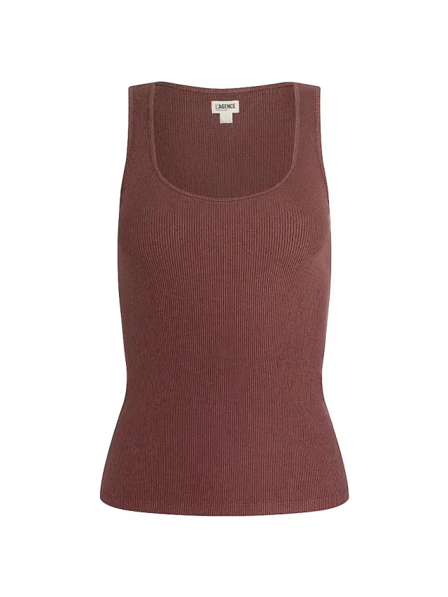 L'AGENCE Women's Adira Rib-Knit Tank - Cardamom