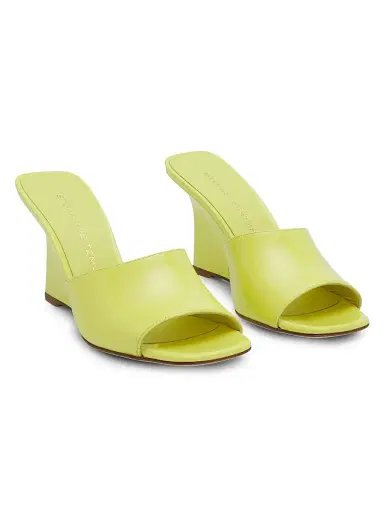 Stuart Weitzman Women's Vinnie 85MM Wedge-Heel Patent Leather Mules - Citrine | Thumbnail 2