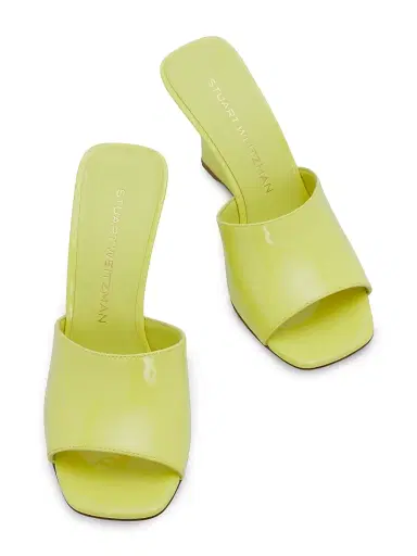 Stuart Weitzman Women's Vinnie 85MM Wedge-Heel Patent Leather Mules - Citrine | Thumbnail 4