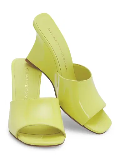 Stuart Weitzman Women's Vinnie 85MM Wedge-Heel Patent Leather Mules - Citrine | Thumbnail 5