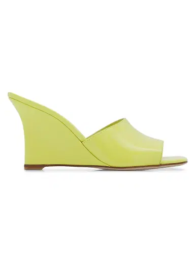 Stuart Weitzman Women's Vinnie 85MM Wedge-Heel Patent Leather Mules - Citrine | Thumbnail 1