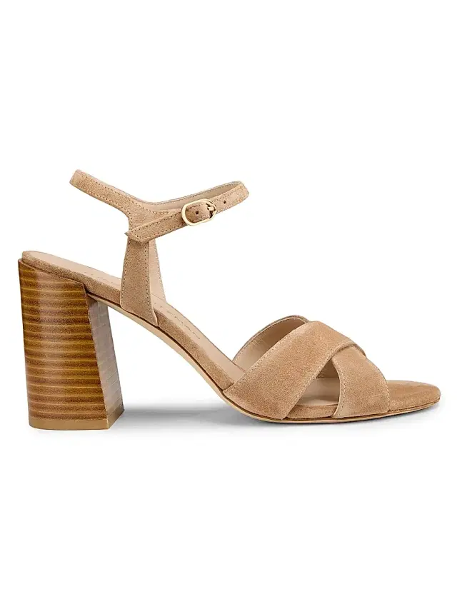Stuart Weitzman Women's Alyssa 85MM Crisscross Suede Sandals - New Camel