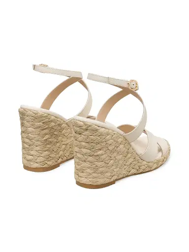 Stuart Weitzman Women's Alyssa 0MM Leather Wedge Sandals - Cream | Thumbnail 3