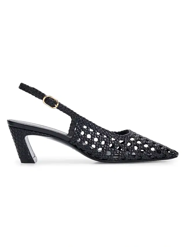 Stuart Weitzman Women's Stassi 50MM Leather Slingback Pumps - Black