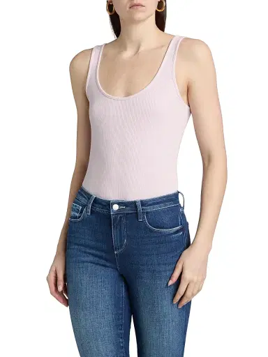 L'Agence Women's Nica Scoopneck Rib-Knit Bodysuit - Icy Lilac - Size XL | Thumbnail 3