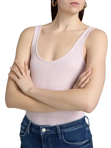 L'Agence Women's Nica Scoopneck Rib-Knit Bodysuit - Icy Lilac - Size XL | Thumbnail 7