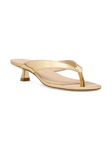Stuart Weitzman Women's Rio 35MM Leather Sandals - Platino - Size 9.5 | Thumbnail 2