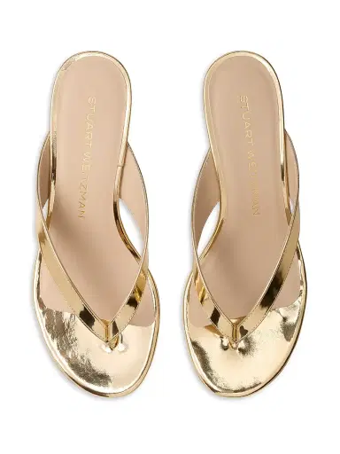 Stuart Weitzman Women's Rio 35MM Leather Sandals - Platino - Size 9.5 | Thumbnail 4