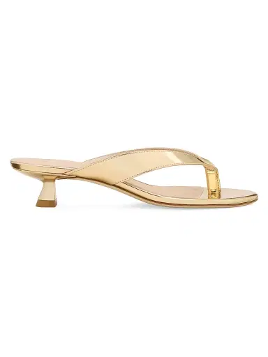Stuart Weitzman Women's Rio 35MM Leather Sandals - Platino - Size 9.5 | Thumbnail 1
