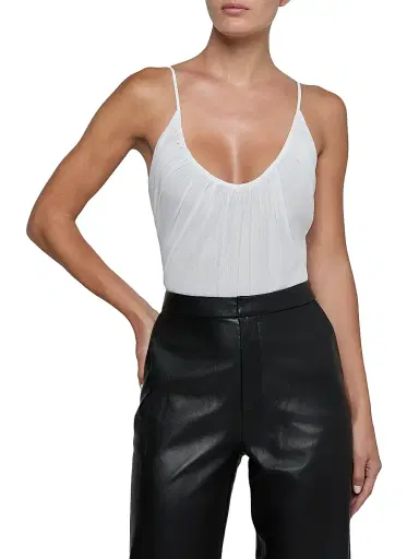 L'Agence Women's Gelina Rusched Bodysuit - White - Size XL | Thumbnail 3