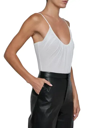 L'Agence Women's Gelina Rusched Bodysuit - White - Size XL | Thumbnail 4
