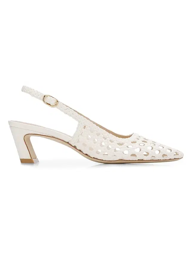Stuart Weitzman Women's Stassi 50MM Leather Slingback Pumps - Cream