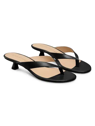 Stuart Weitzman Women's Rio Sleek 35MM Leather Sandals - Black - Size 5 | Thumbnail 2 Stuart Weitzman Women's Rio Sleek 35MM Leather Sandals - Black - Size 5 | Thumbnail 2