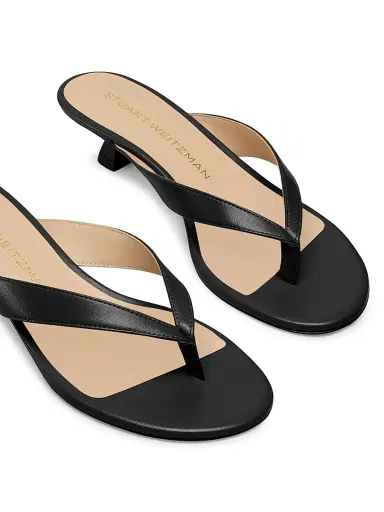 Stuart Weitzman Women's Rio Sleek 35MM Leather Sandals - Black - Size 5 | Thumbnail 4 Stuart Weitzman Women's Rio Sleek 35MM Leather Sandals - Black - Size 5 | Thumbnail 4