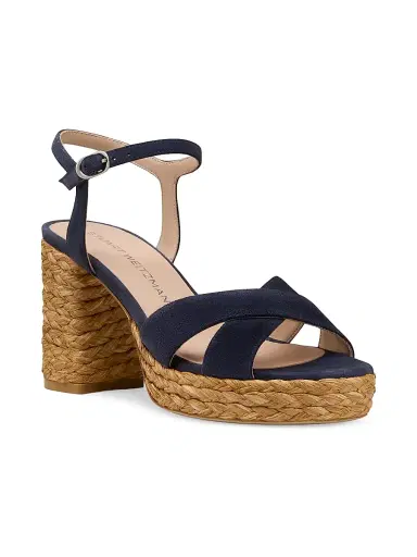Stuart Weitzman Women's Dayna 80MM Platform Espadrille Sandals - Nice Blue Natural | Thumbnail 2