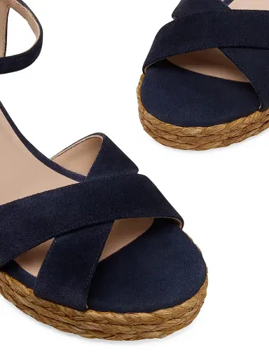 Stuart Weitzman Women's Dayna 80MM Platform Espadrille Sandals - Nice Blue Natural | Thumbnail 4