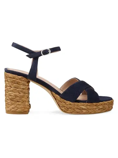 Stuart Weitzman Women's Dayna 80MM Platform Espadrille Sandals - Nice Blue Natural | Thumbnail 1