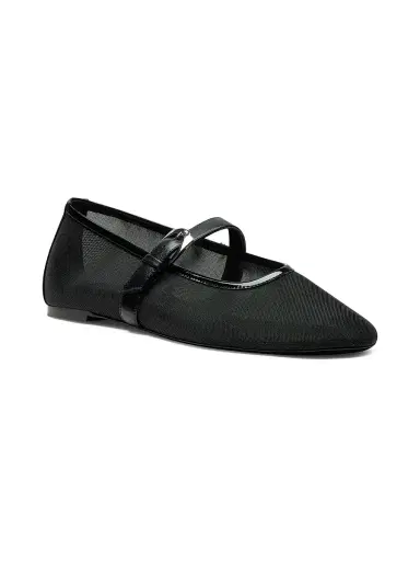 Stuart Weitzman Women's Sai Bareitall Mesh-Leather Mary Janes - Black | Thumbnail 2