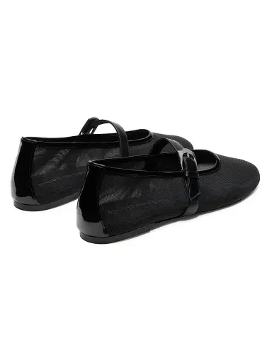Stuart Weitzman Women's Sai Bareitall Mesh-Leather Mary Janes - Black | Thumbnail 3