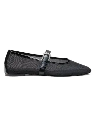 Stuart Weitzman Women's Sai Bareitall Mesh-Leather Mary Janes - Black | Thumbnail 1