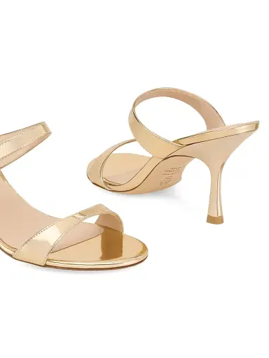 Stuart Weitzman Women's Nudist 85MM Patent Leather Sandals - Platino | Thumbnail 4