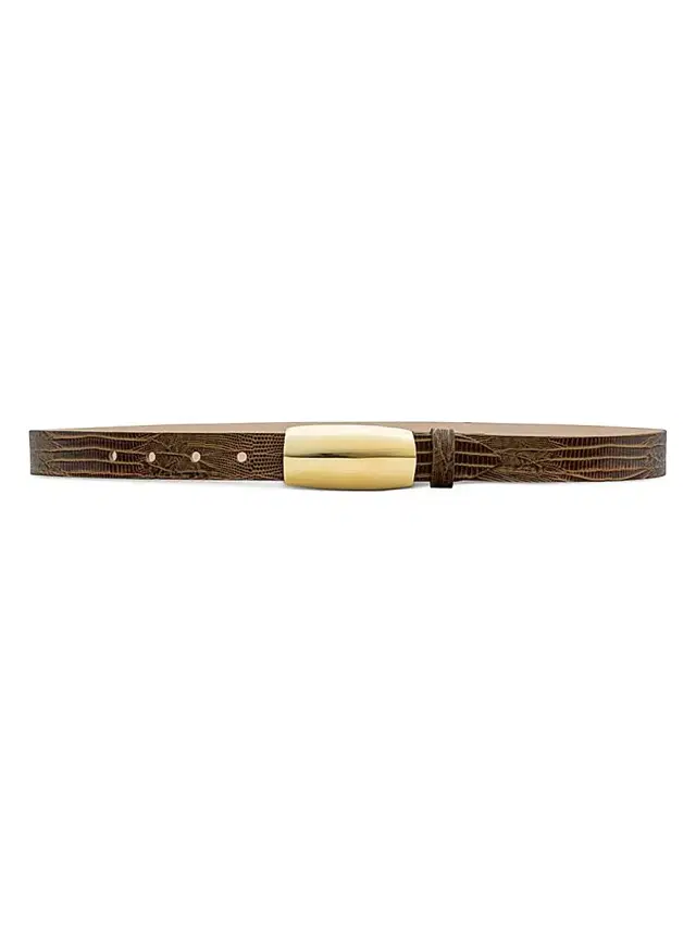 L'AGENCE Women's Marlowe Lizard-Embossed Leather Belt - Cognac Lizard