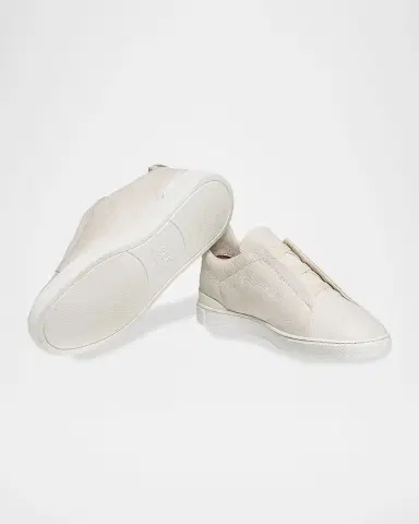 ZEGNA Men 's Triple Stitch Deerskin Leather Sneakers | Thumbnail 4 ZEGNA Men 's Triple Stitch Deerskin Leather Sneakers | Thumbnail 4