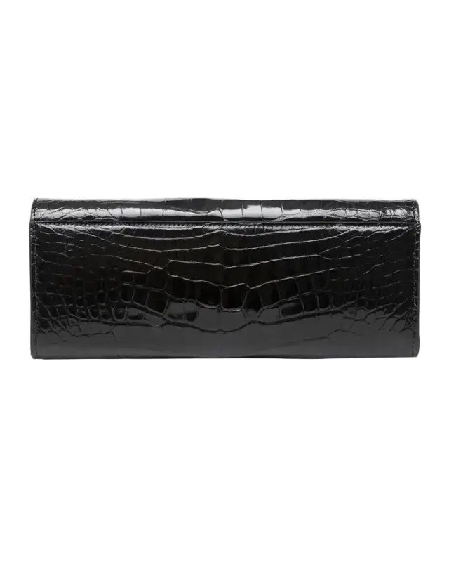 MICHELLE WILHITE Mini Robbie Alligator Leather Flap Clutch Bag