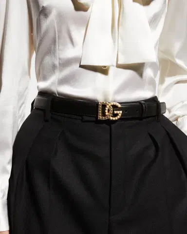 Dolce & Gabbana DG Swarovski Crystal & Pearl Leather Belt | Thumbnail 2