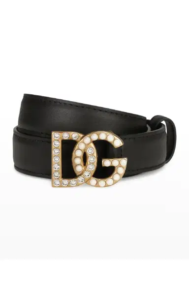 Dolce & Gabbana DG Swarovski Crystal & Pearl Leather Belt | Thumbnail 4